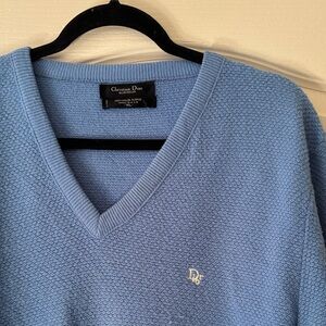 Dior Men’s V-Neck Knit Sweater — Powder Blue